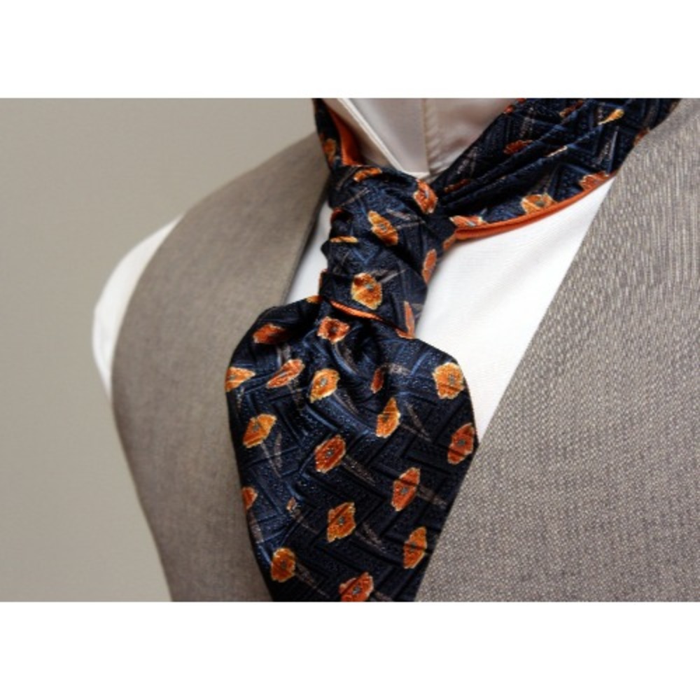 NWT Orange Poppies ornament‎ Silk Ascot A158 Gift box